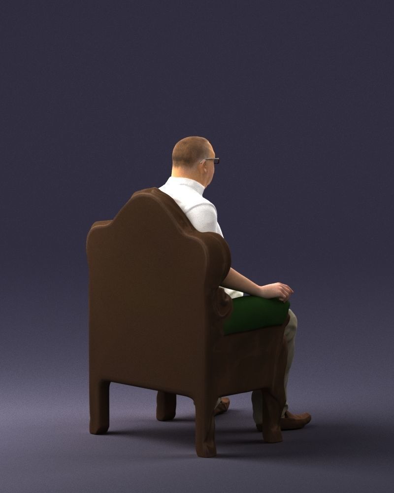 Elderly man sitting in a chair 0269 3D model_15