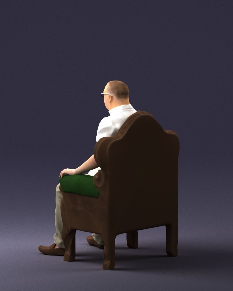 Elderly man sitting in a chair 0269 3D model_21