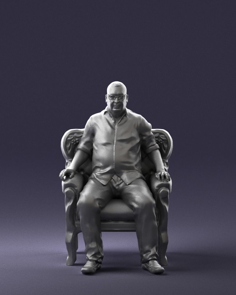 Elderly man sitting in a chair 0269 3D model_37