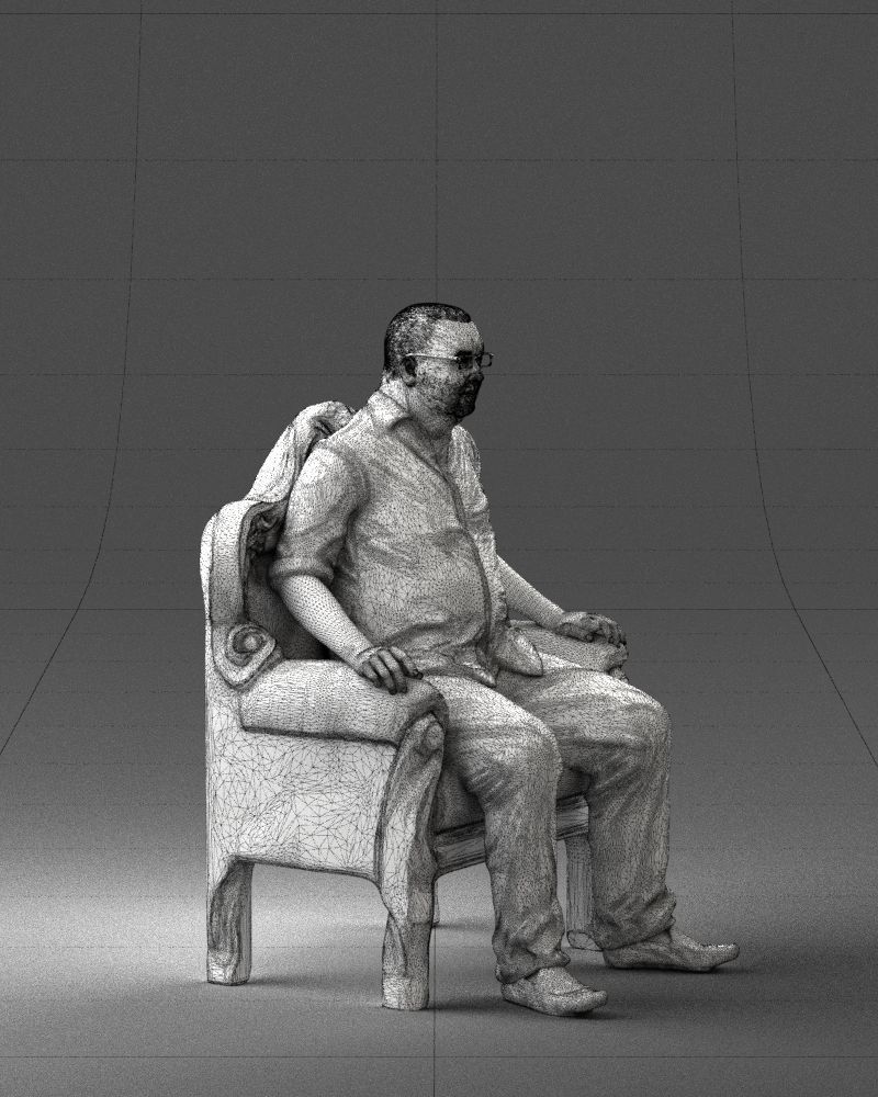 Elderly man sitting in a chair 0269 3D model_11