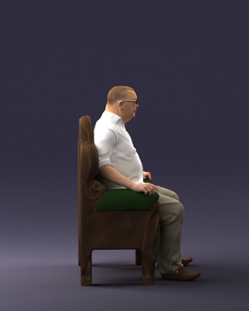 Elderly man sitting in a chair 0269 3D model_12
