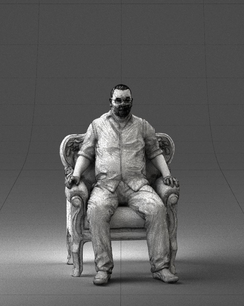 Elderly man sitting in a chair 0269 3D model_5