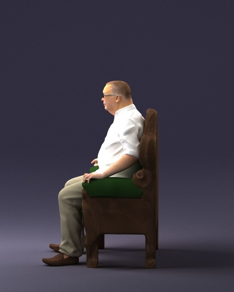 Elderly man sitting in a chair 0269 3D model_24