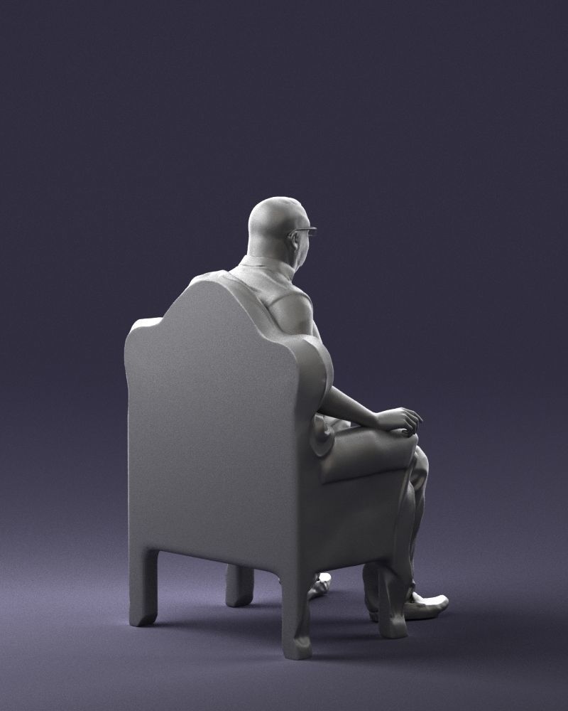Elderly man sitting in a chair 0269 3D model_16