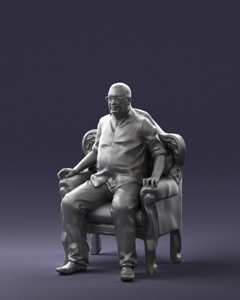 Elderly man sitting in a chair 0269 3D model_31