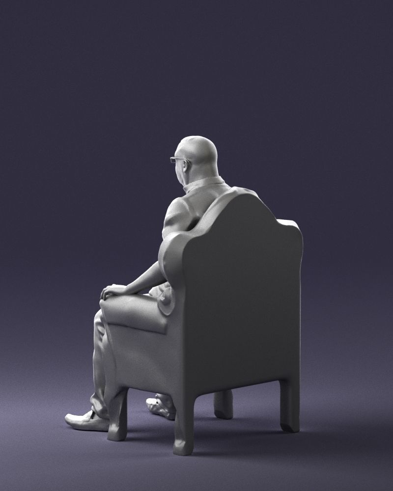 Elderly man sitting in a chair 0269 3D model_22