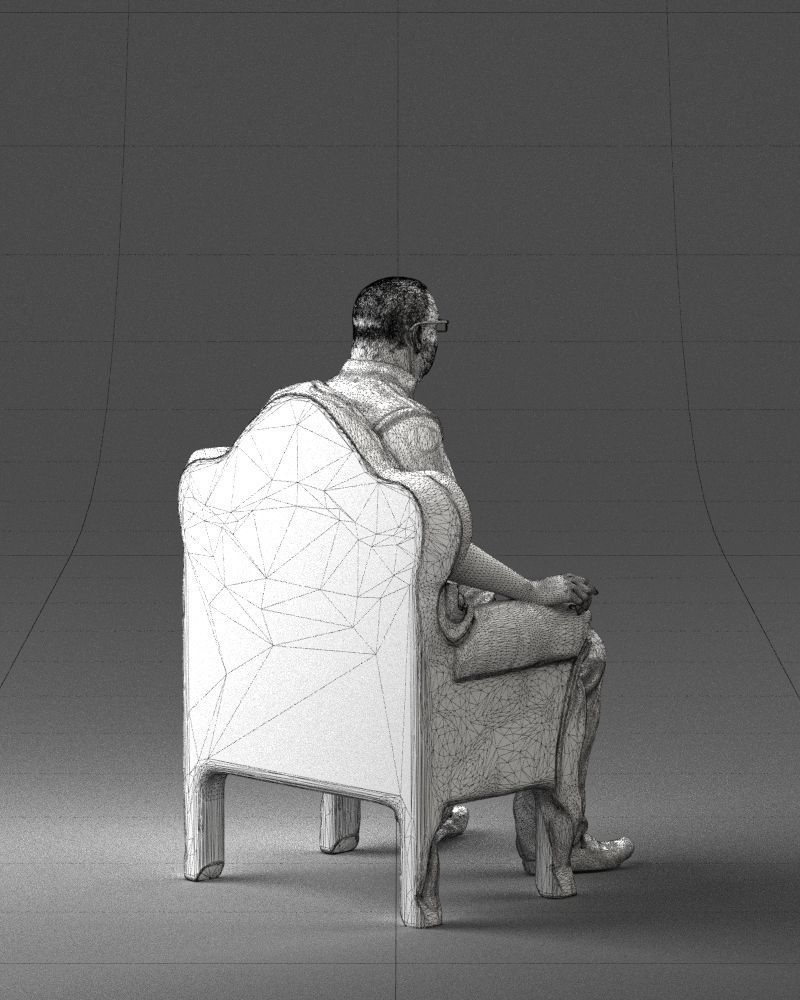 Elderly man sitting in a chair 0269 3D model_17