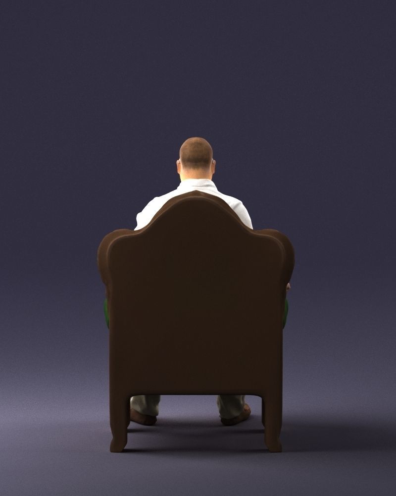 Elderly man sitting in a chair 0269 3D model_18