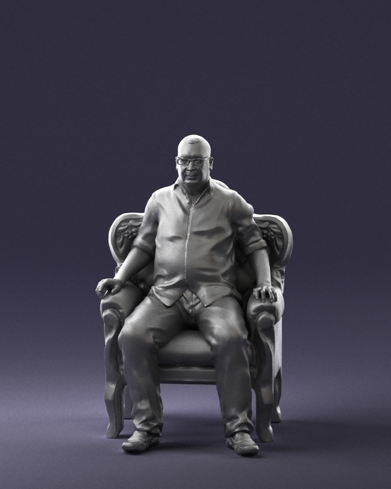 Elderly man sitting in a chair 0269 3D model_34