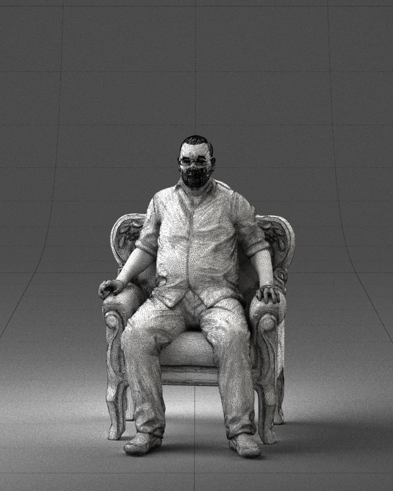 Elderly man sitting in a chair 0269 3D model_35