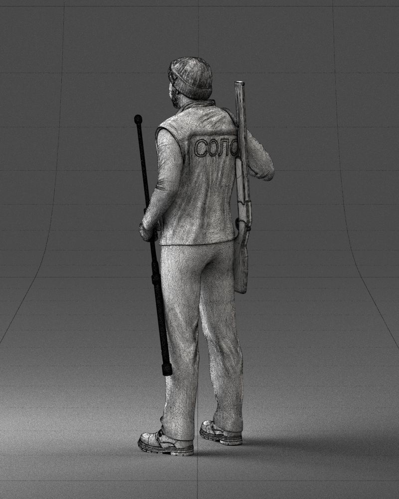 000337 Older Man with Rifle and Fishing Rod 0206 3D model_24