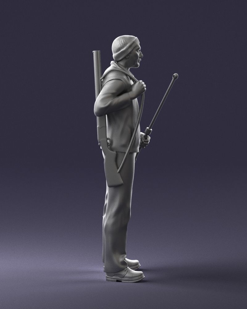 000337 Older Man with Rifle and Fishing Rod 0206 3D model_14