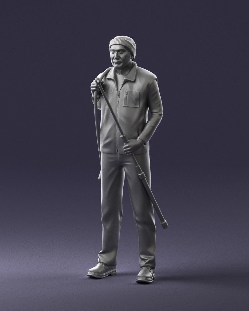 000337 Older Man with Rifle and Fishing Rod 0206 3D model_32