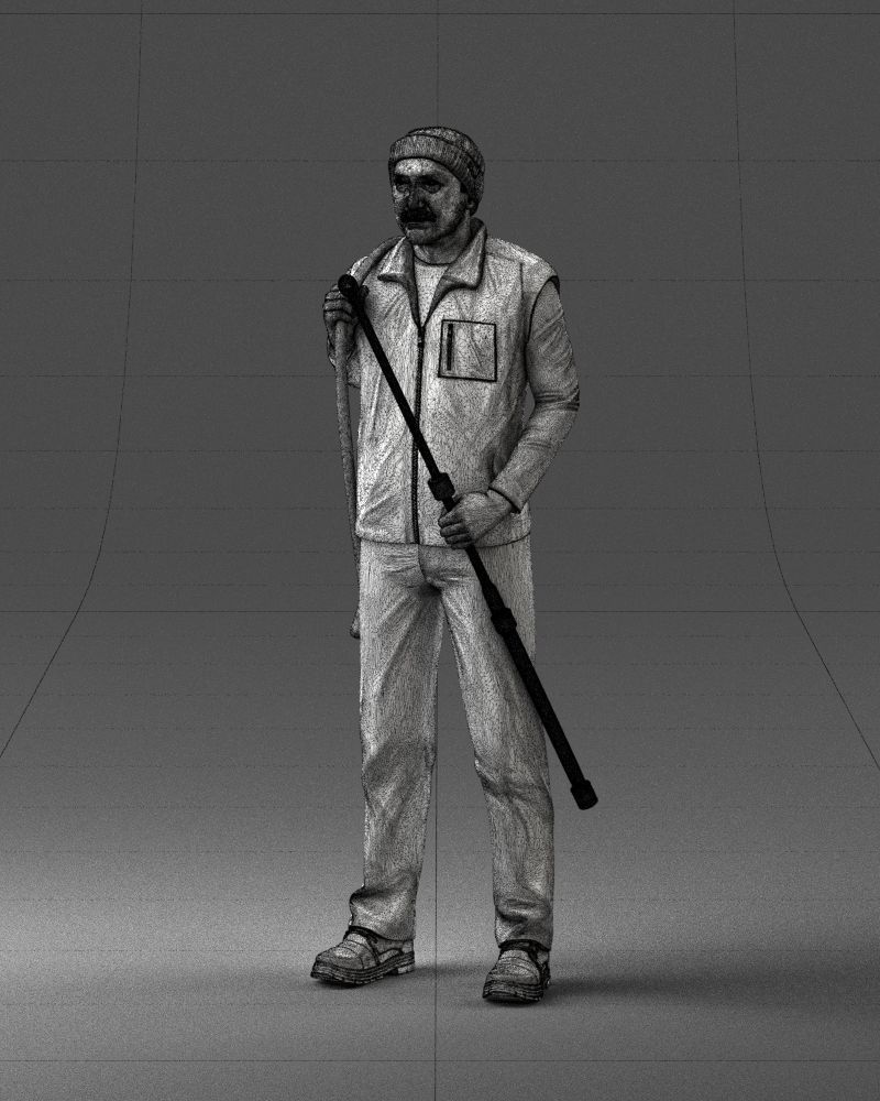 000337 Older Man with Rifle and Fishing Rod 0206 3D model_33