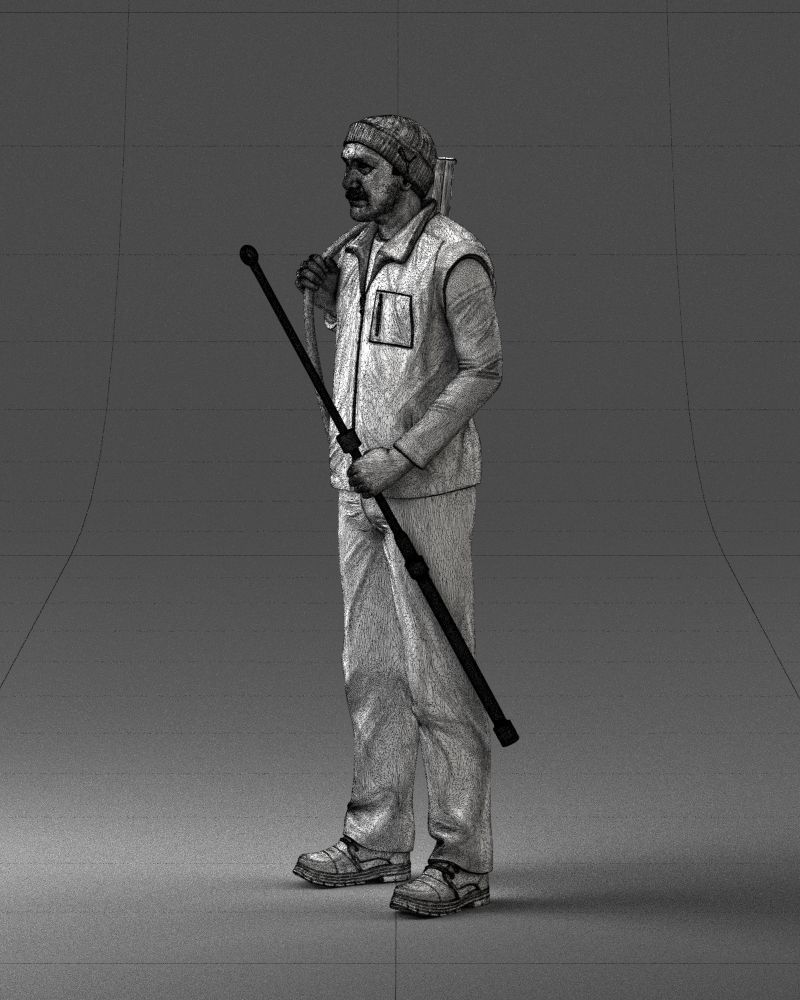 000337 Older Man with Rifle and Fishing Rod 0206 3D model_30