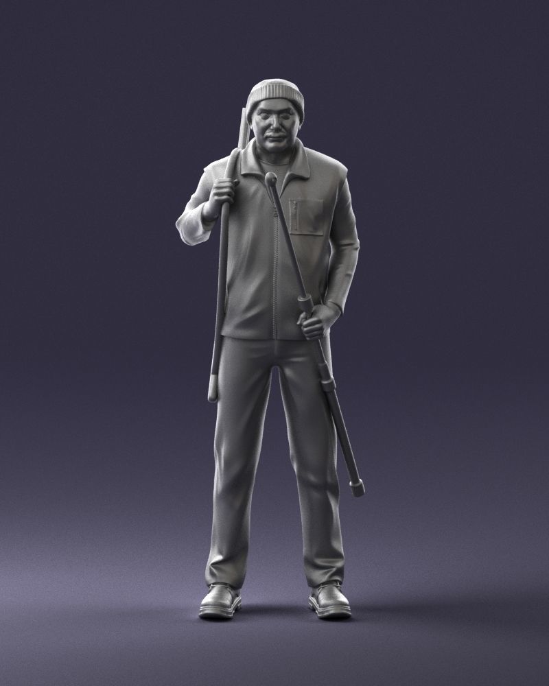 000337 Older Man with Rifle and Fishing Rod 0206 3D model_38