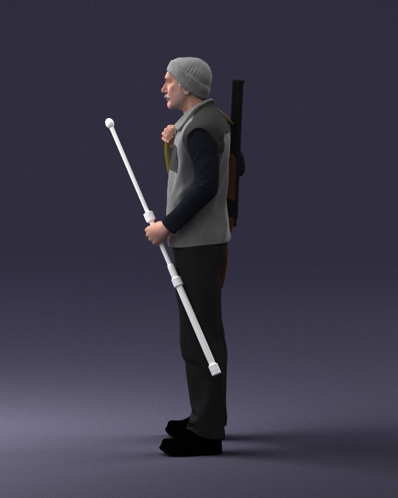000337 Older Man with Rifle and Fishing Rod 0206 3D model_25