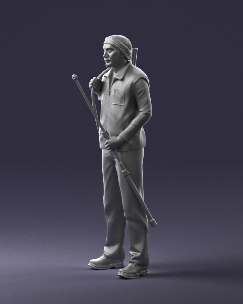 000337 Older Man with Rifle and Fishing Rod 0206 3D model_29