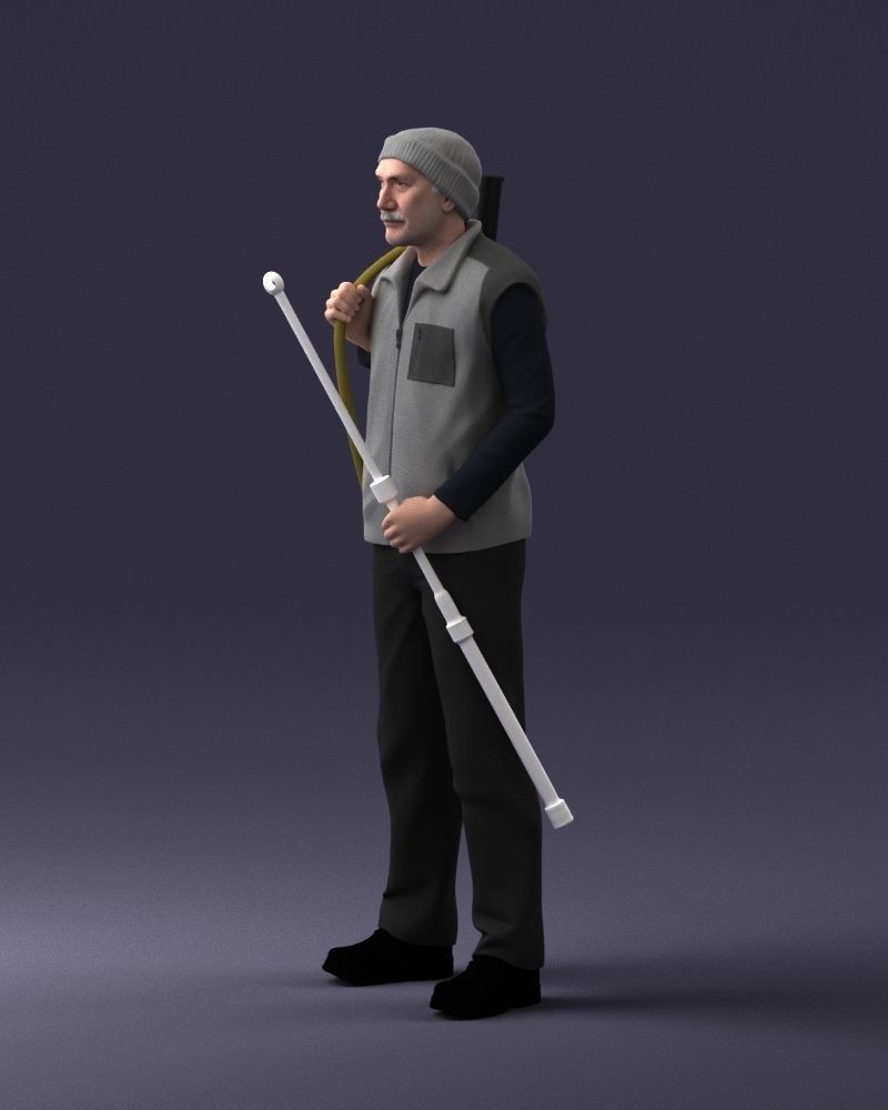 000337 Older Man with Rifle and Fishing Rod 0206 3D model_28