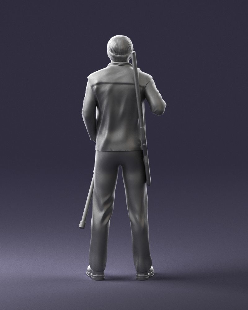 000337 Older Man with Rifle and Fishing Rod 0206 3D model_20