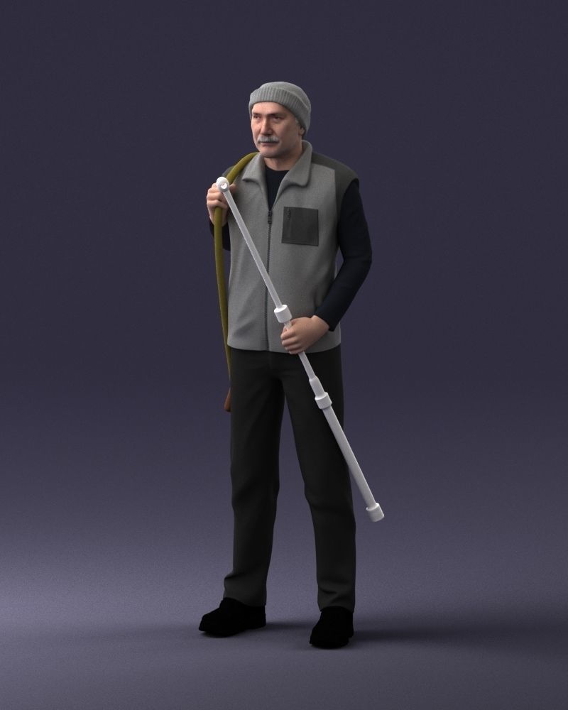000337 Older Man with Rifle and Fishing Rod 0206 3D model_31