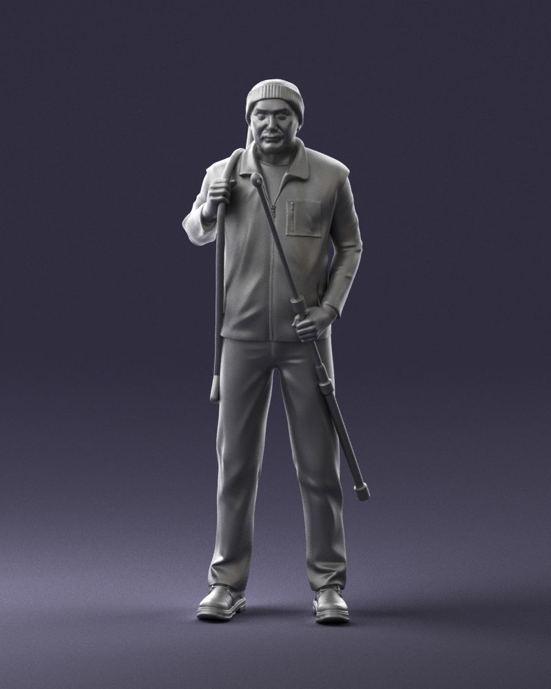 000337 Older Man with Rifle and Fishing Rod 0206 3D model_35