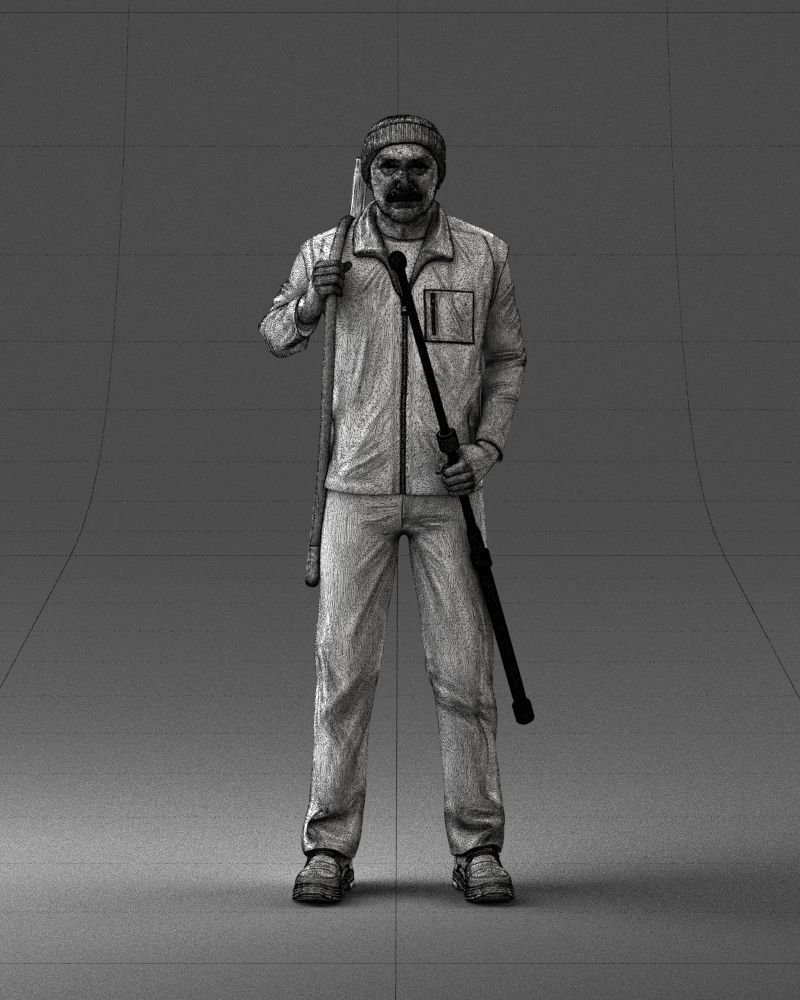 000337 Older Man with Rifle and Fishing Rod 0206 3D model_39