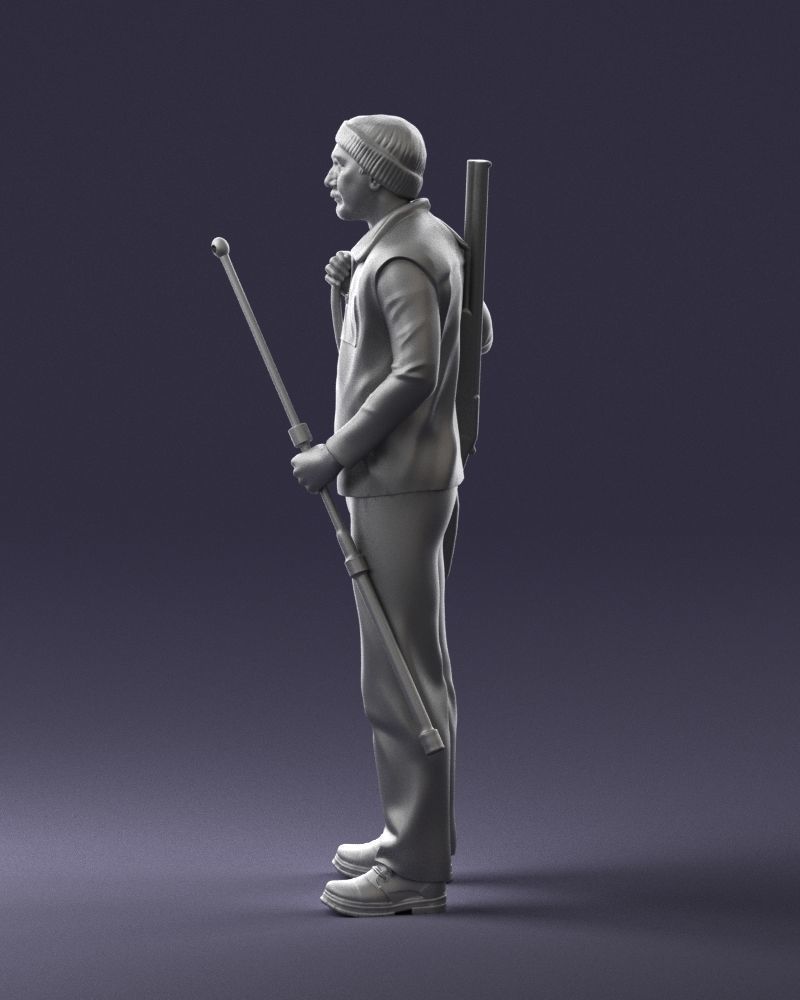 000337 Older Man with Rifle and Fishing Rod 0206 3D model_26