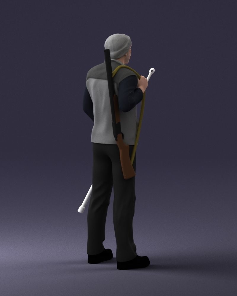 000337 Older Man with Rifle and Fishing Rod 0206 3D model_16