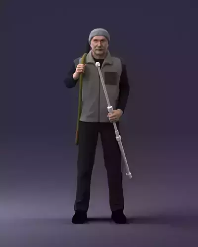 000337 Older Man with Rifle and Fishing Rod 0206