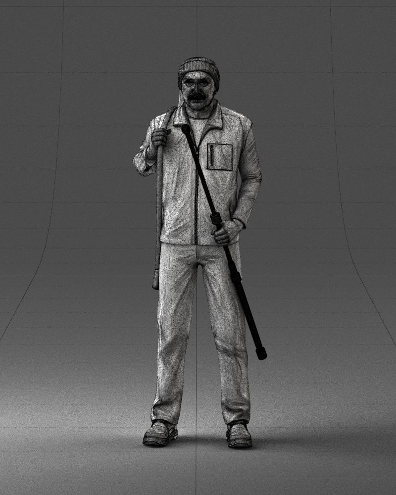 000337 Older Man with Rifle and Fishing Rod 0206 3D model_36