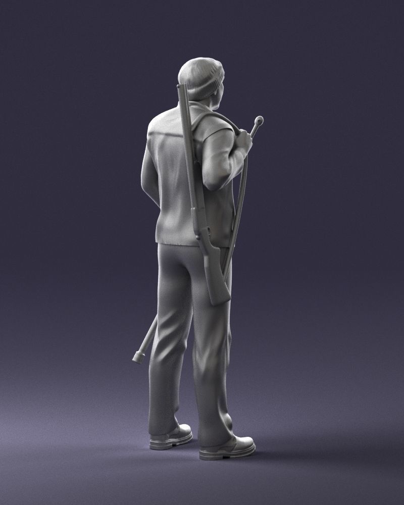 000337 Older Man with Rifle and Fishing Rod 0206 3D model_17