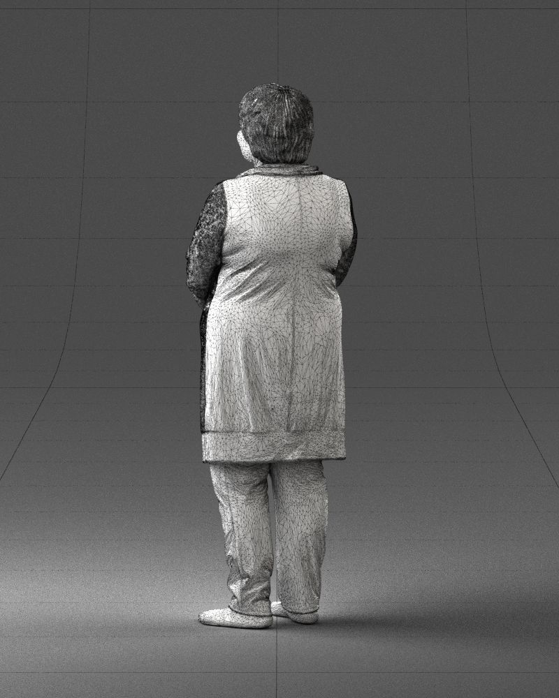 Elderly woman in a green jacket 0106 3D model_23