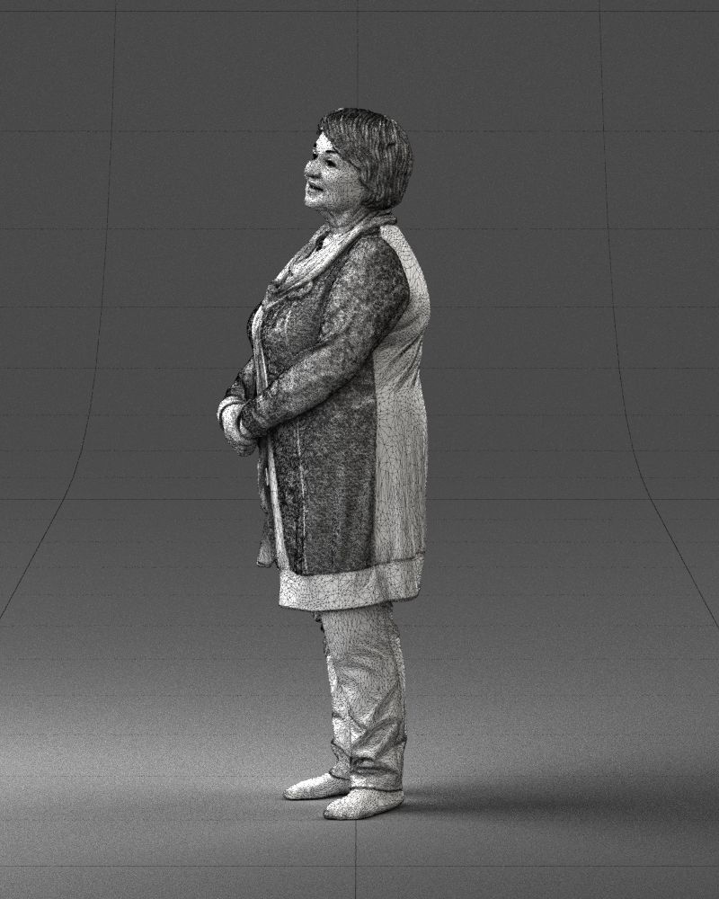 Elderly woman in a green jacket 0106 3D model_29
