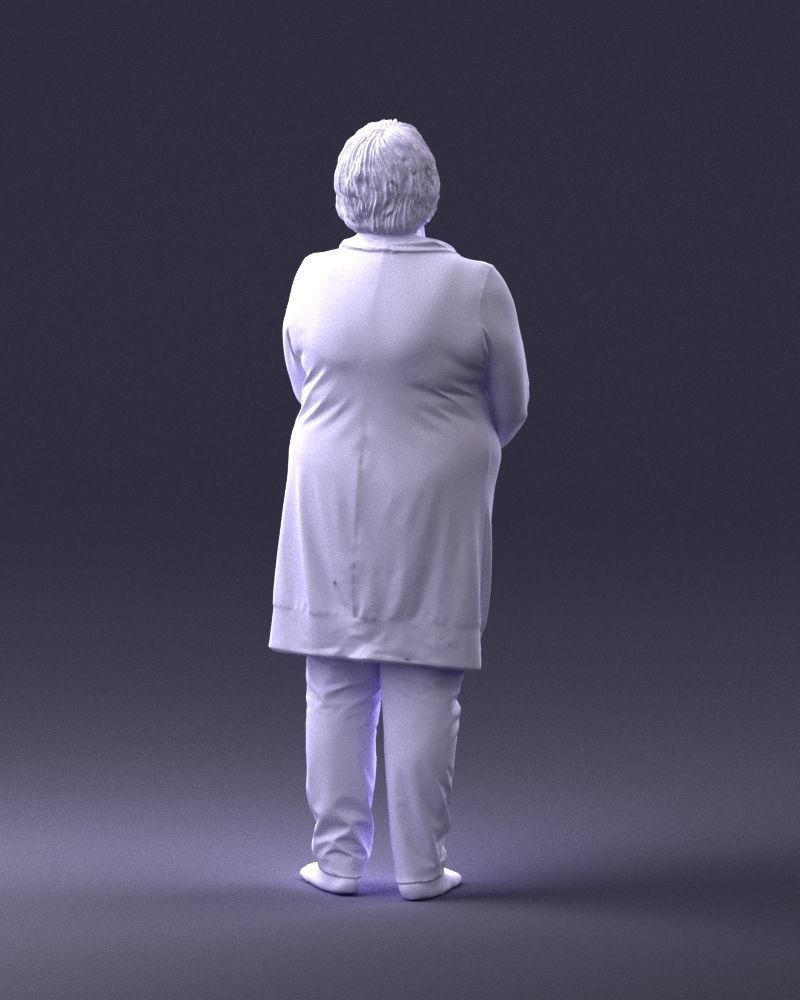 Elderly woman in a green jacket 0106 3D model_19