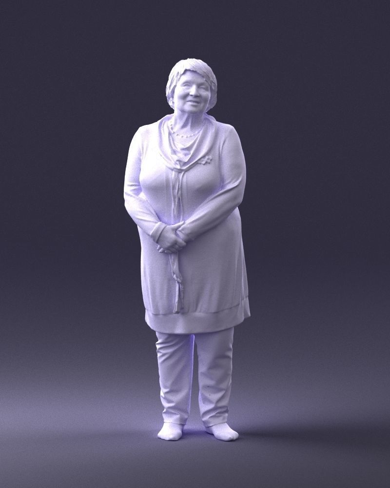 Elderly woman in a green jacket 0106 3D model_4