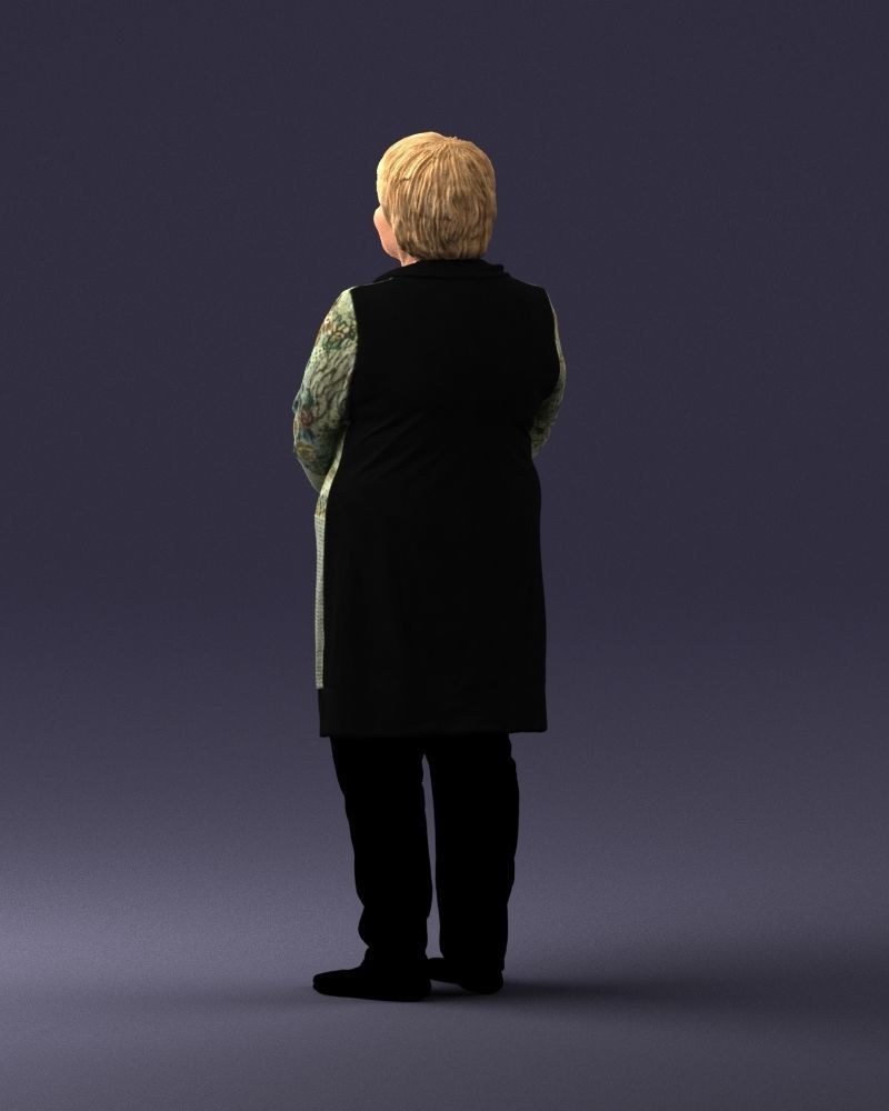 Elderly woman in a green jacket 0106 3D model_21