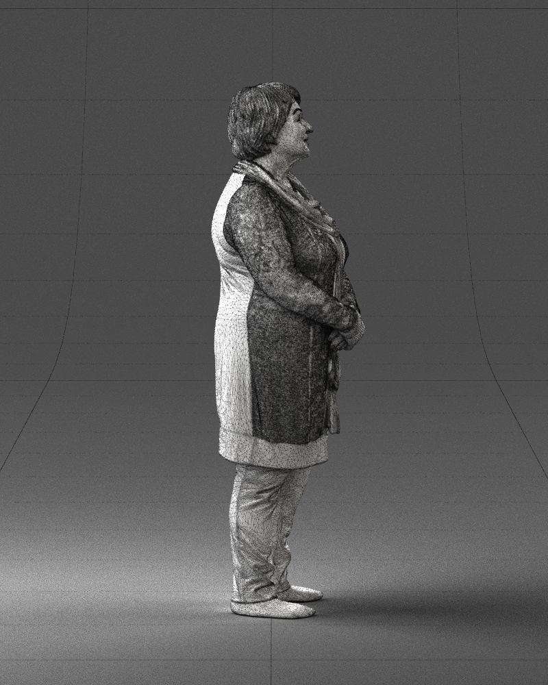 Elderly woman in a green jacket 0106 3D model_14