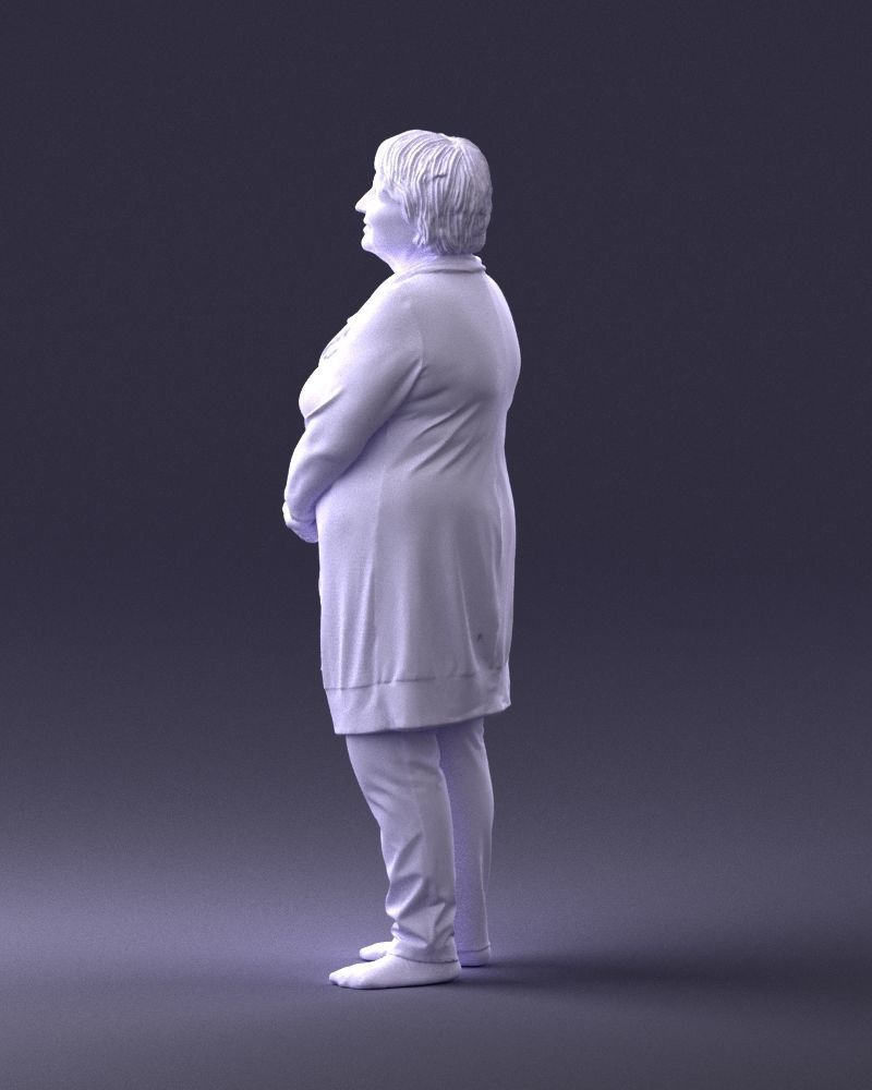 Elderly woman in a green jacket 0106 3D model_25