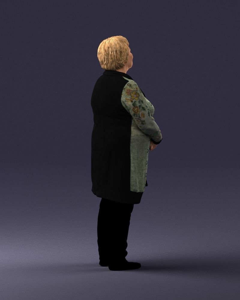 Elderly woman in a green jacket 0106 3D model_15