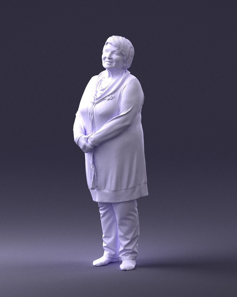 Elderly woman in a green jacket 0106 3D model_31