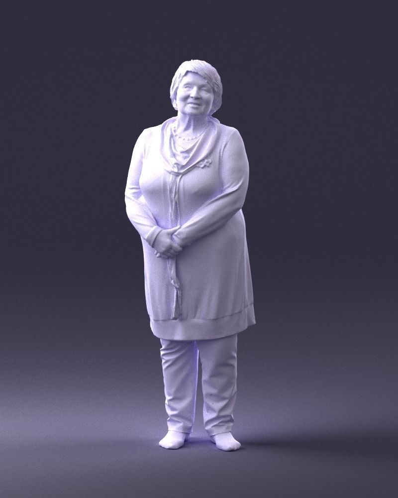 Elderly woman in a green jacket 0106 3D model_37