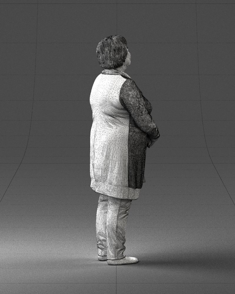 Elderly woman in a green jacket 0106 3D model_17