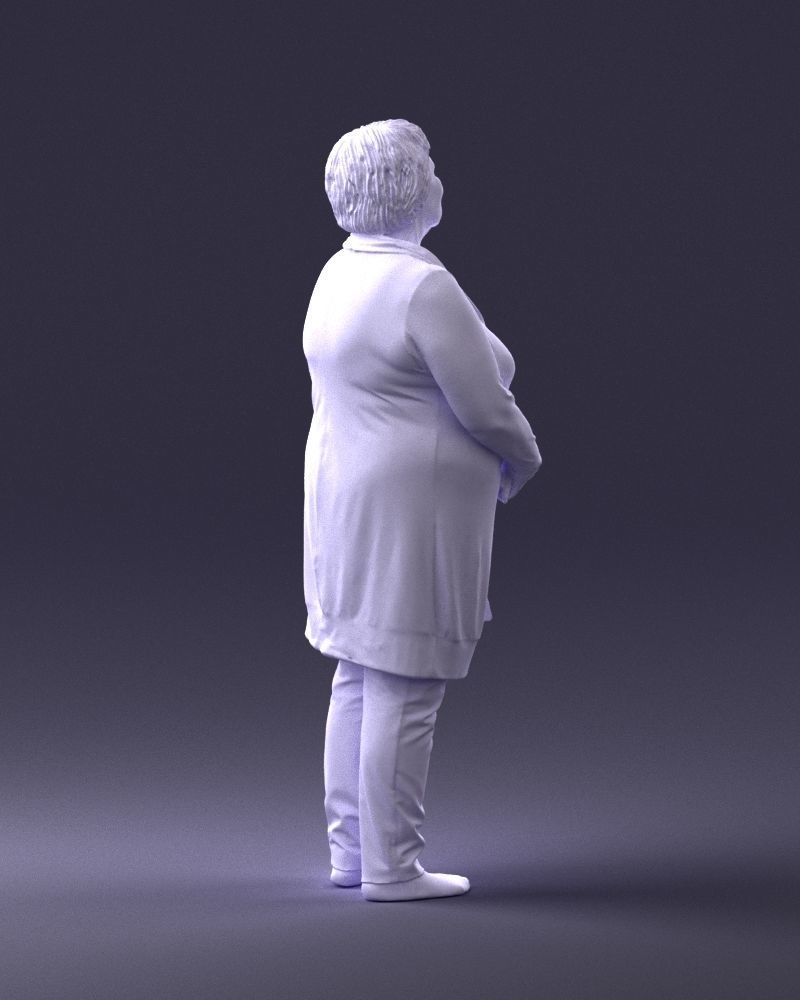 Elderly woman in a green jacket 0106 3D model_16