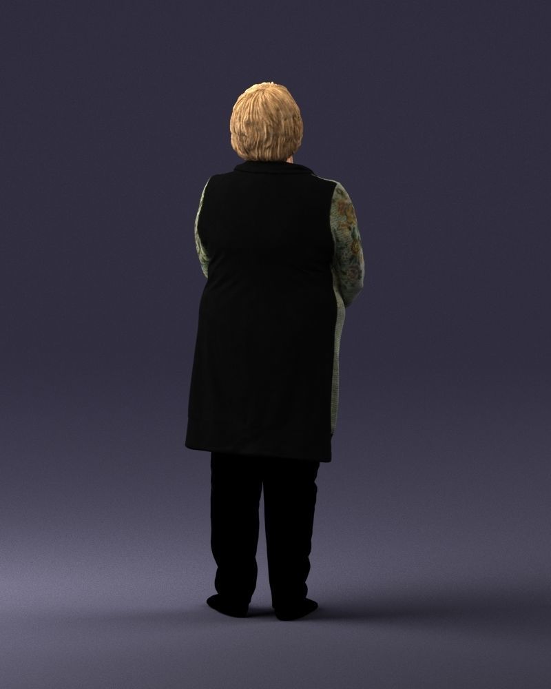 Elderly woman in a green jacket 0106 3D model_18