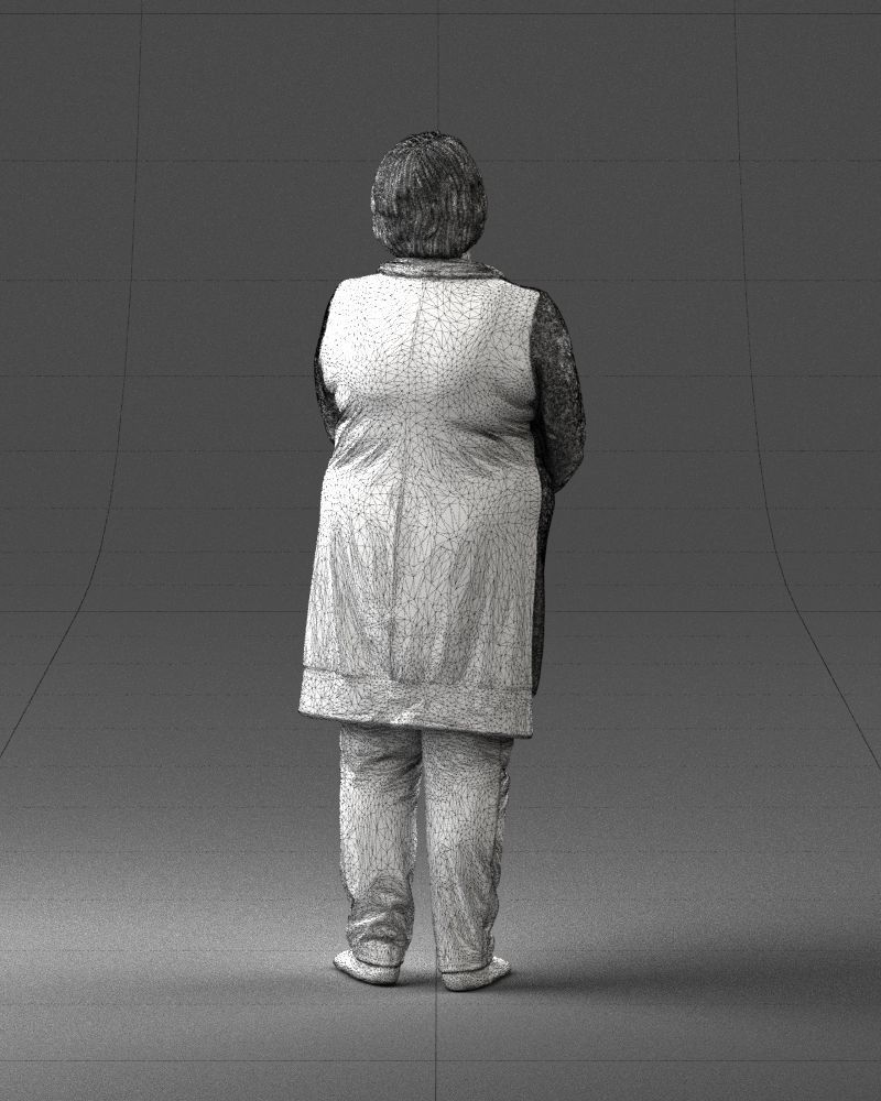 Elderly woman in a green jacket 0106 3D model_20