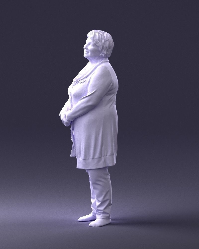 Elderly woman in a green jacket 0106 3D model_28