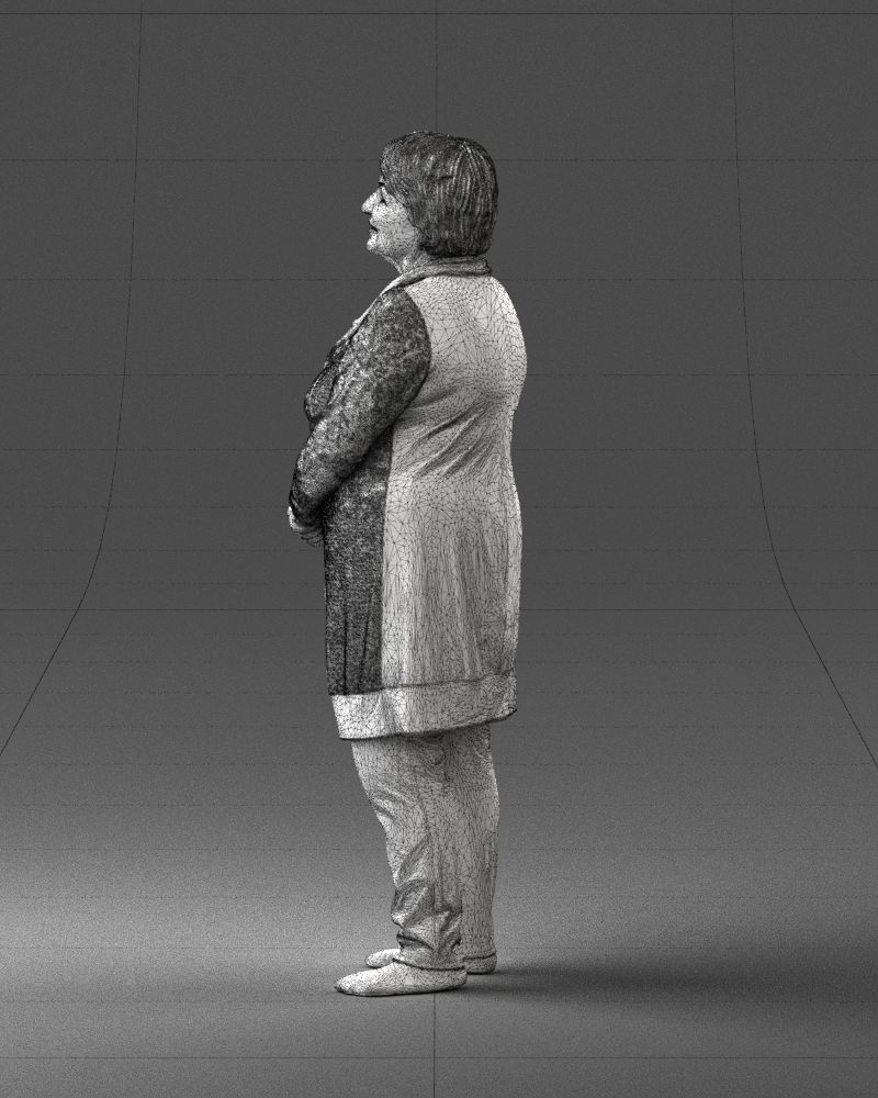 Elderly woman in a green jacket 0106 3D model_26