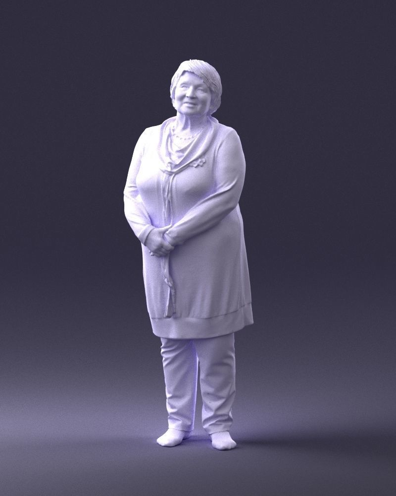 Elderly woman in a green jacket 0106 3D model_34
