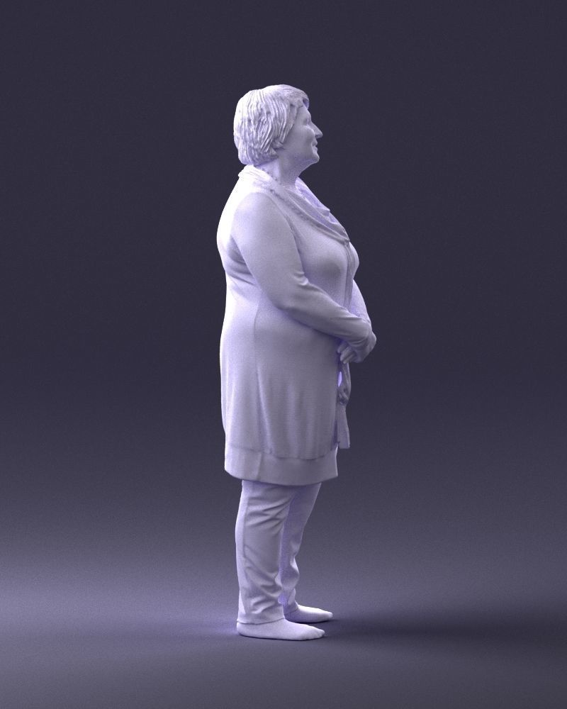 Elderly woman in a green jacket 0106 3D model_13